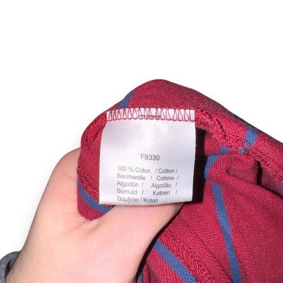 Red & Navy Lacoste Slim Fit Waffle Knit Shirt Size L - Picture 6 of 7